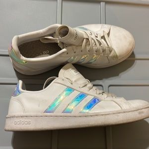 Womens White Adidas Holographic Sneakers Size 9